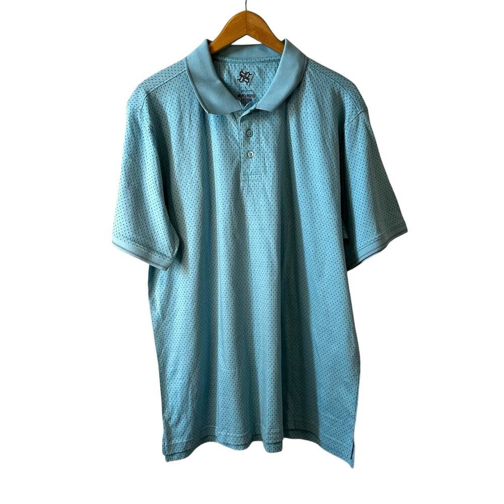 R&R Casual Mens Short Sleeve Cotton Polo Shirt Light Blue Size Large Golf Office